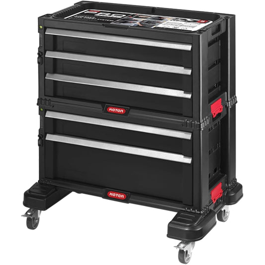 KETER Caja de Herramientas con 5 Cajones y Sistema de Bloqueo, Estructura Modular, Perfecto Organizador para Herramientas, Color Negro