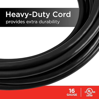 UltraPro, Cable de Extensión de 3 Salidas de 4.5 m (15 pies), Doble Aislamiento, Uso Interior y Exterior, para Uso en Casa, Garaje o Taller, Calibre 16, Certificación UL, Negro, 2 Unidades, 50791
