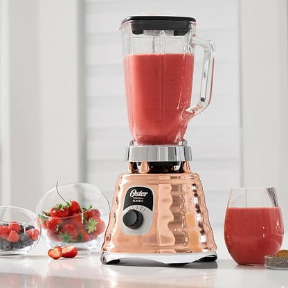 Oster Licuadora Clásica 1000 W con Vaso de Vidrio 1.25 L y 3 Velocidades | Prepara recetas frías y calientes, cuchilla trituradora de hielo, perilla ergonómica y acople metálico, BLST4128-013