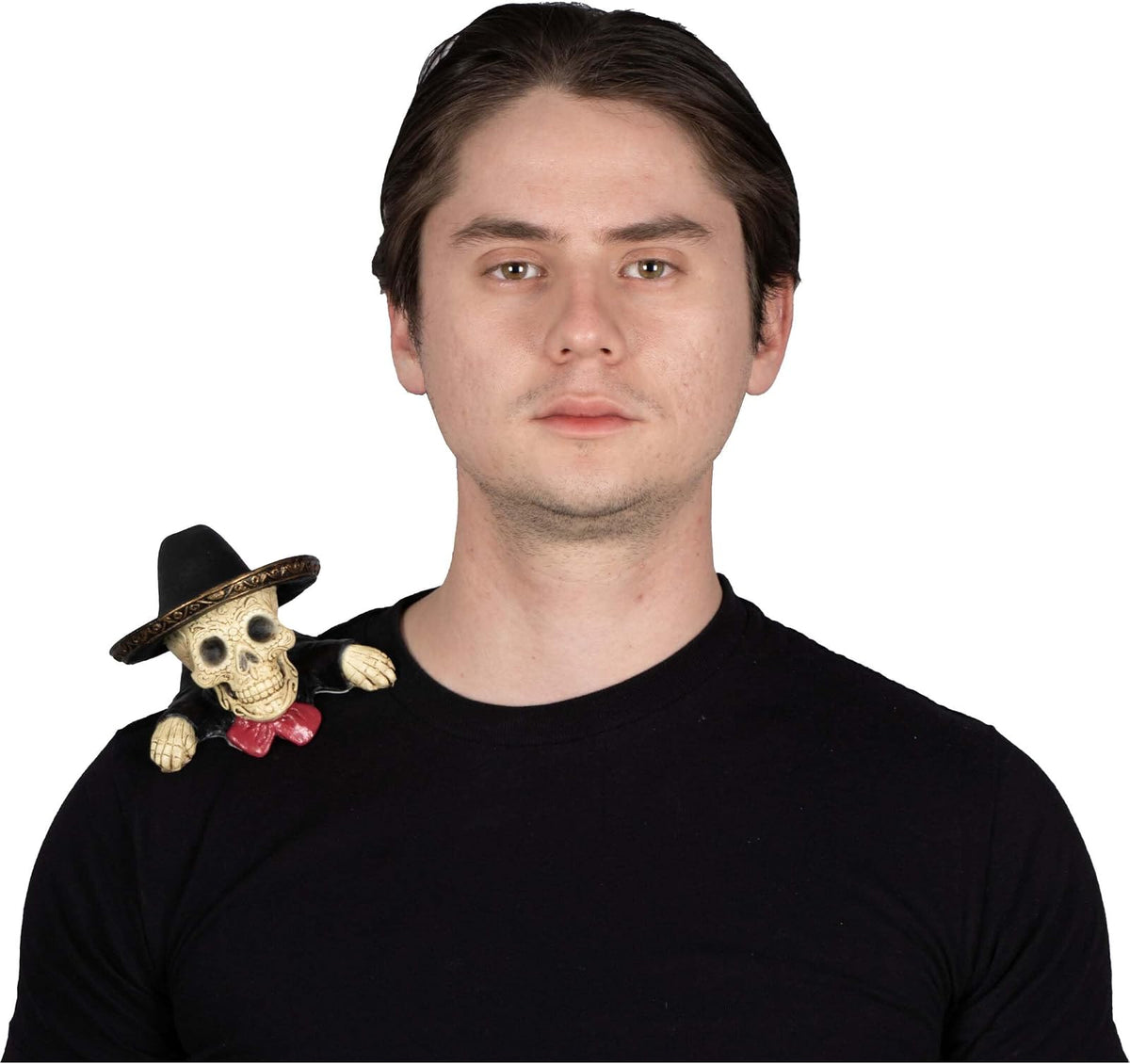 REV Mascota de Hombro Catrin Charro Mexicano Día de Muertos, Accesorio Shoulderboddy Calavera con Sombrero para Disfraz, Ideal para Partidos, Halloween, Porras, Eventos Deportivos