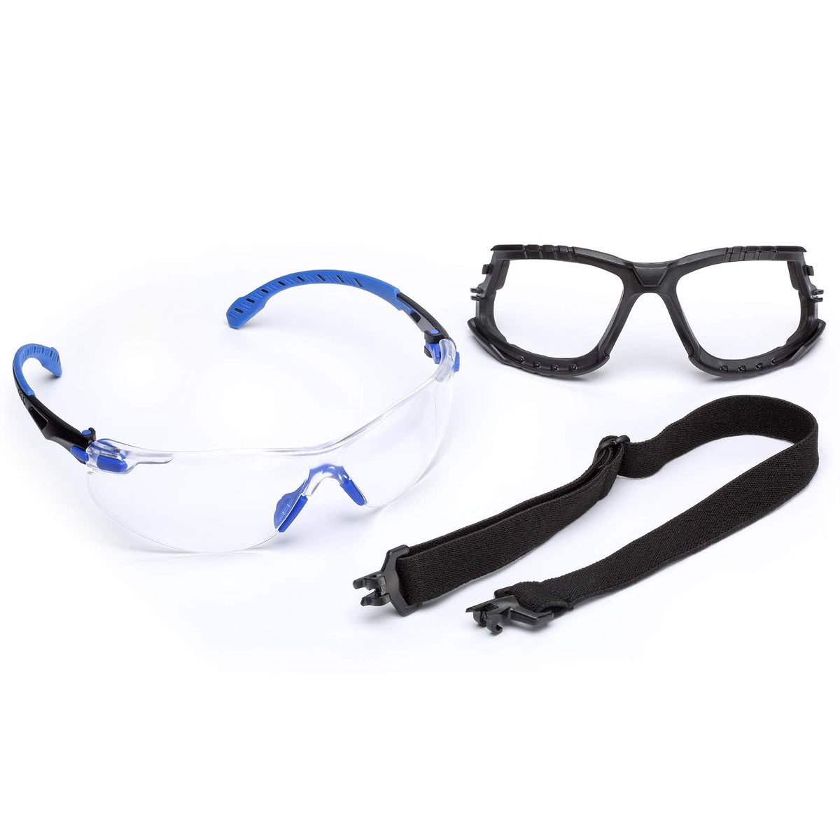3M Solus 1000 Lentes de Seguridad Antivaho Scotchgard - Lente transparente con junta - Lente transparente, marco azul - negro con junta