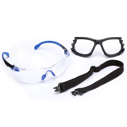3M Solus 1000 Lentes de Seguridad Antivaho Scotchgard - Lente transparente con junta - Lente transparente, marco azul - negro con junta