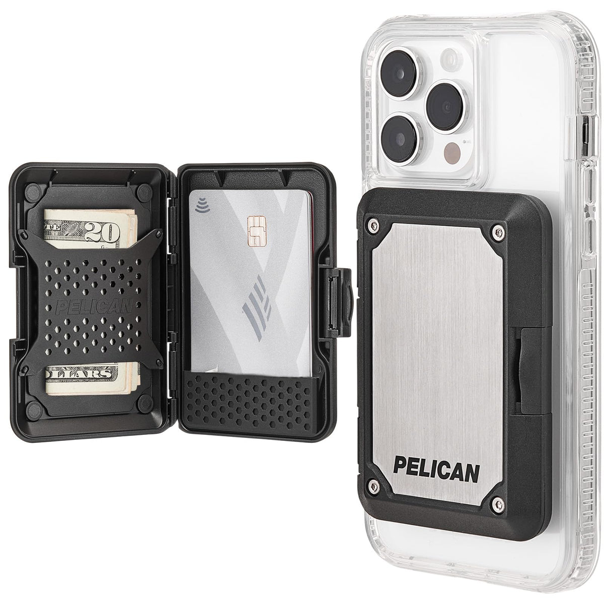 Pelican Cartera Magnética para iPhone 14 Pro Max, 14 Pro, 13 Pro Max, 13 Pro y 12 Pro Max - Escudo RFID de titanio