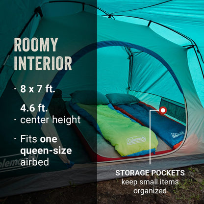 Coleman - Tienda de campaña Skydome con vestíbulo de Clima Completo, para 4/6 Personas, Resistente a la Intemperie en 5 Minutos, Incluye Bolsa de Transporte y Mosca de Lluvia, 20% más de Espacio para