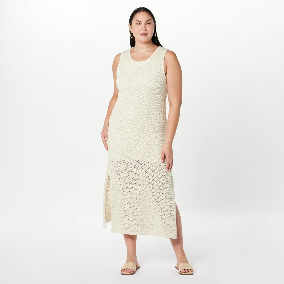 The Drop Ritu - Vestido Largo de Ganchillo para Mujer, Color Blanco Whisper, XS