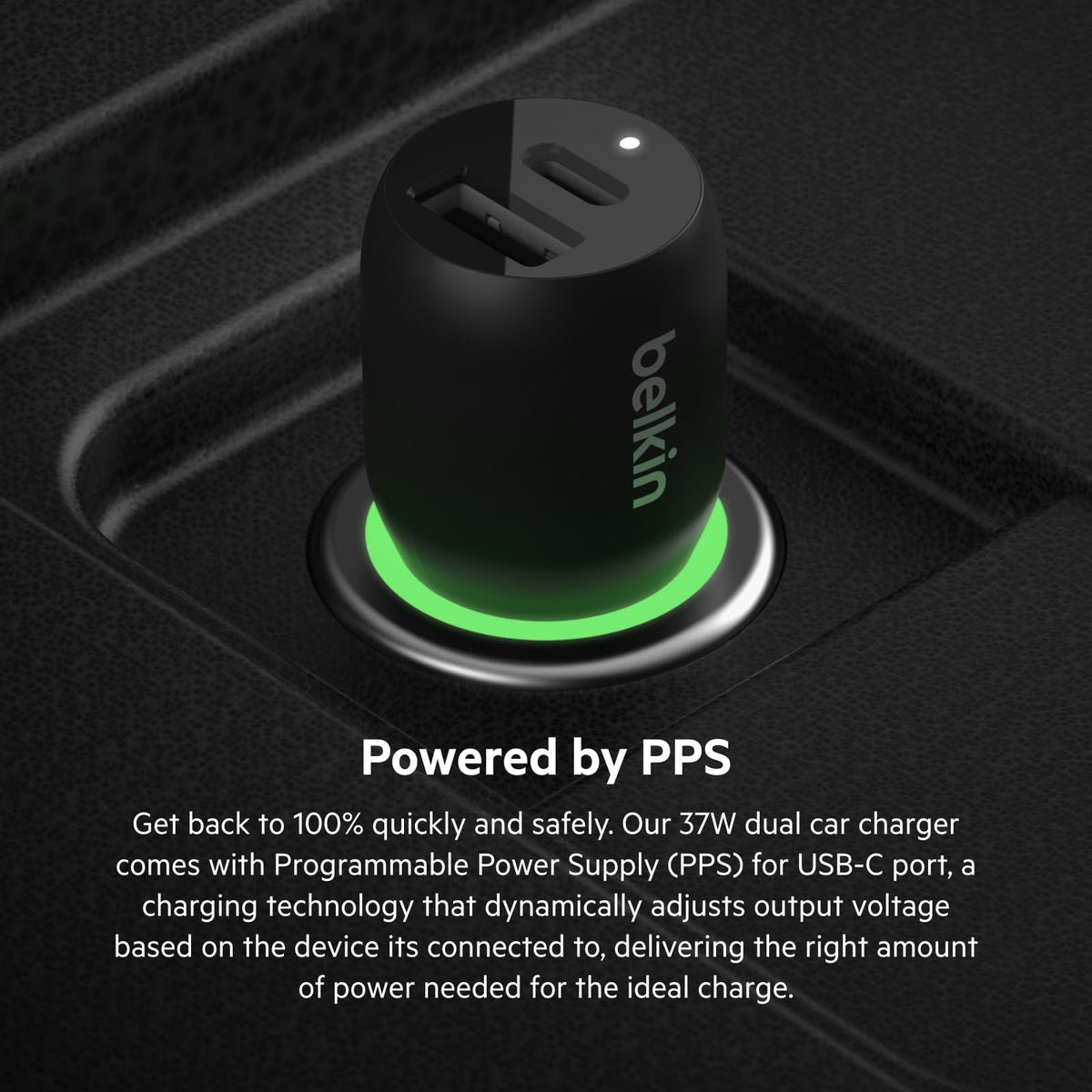 Belkin CCB004btBK Cargador Doble para Automóvil con Pps de 37 W, Negro