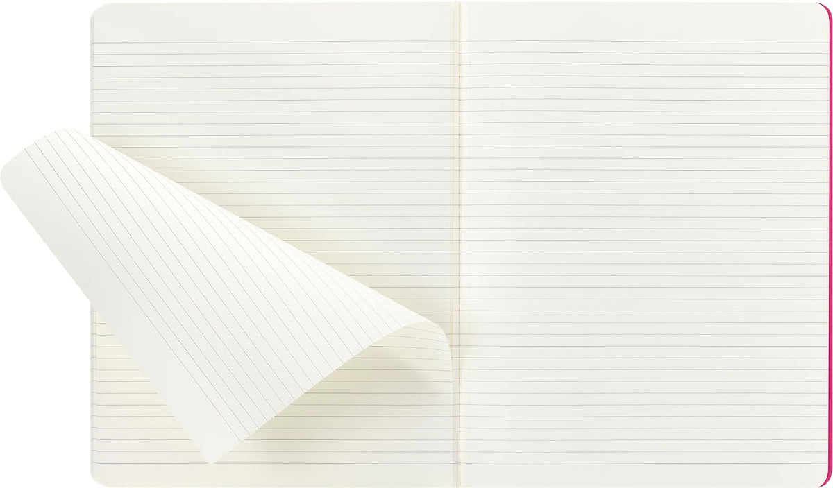 Moleskine Cahier Diario, cubierta suave, XL (7.5 x 9.5 pulgadas), rayadas/forradas, rosa cinético, 120 páginas (juego de 3)