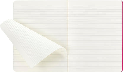 Moleskine Cahier Diario, cubierta suave, XL (7.5 x 9.5 pulgadas), rayadas/forradas, rosa cinético, 120 páginas (juego de 3)