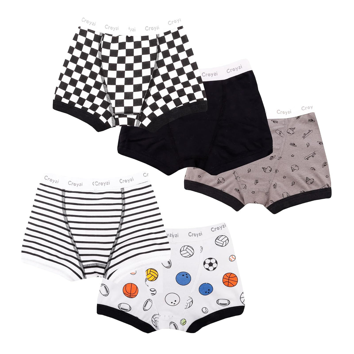Baby Creysi Paquete de 5 Bóxers Brief de Algodón Hipoalergénico para Niño Calzón Básico en Tejido Cardigan Suave
