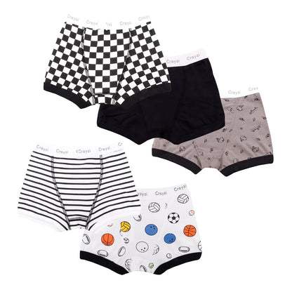 Baby Creysi Paquete de 5 Bóxers Brief de Algodón Hipoalergénico para Niño Calzón Básico en Tejido Cardigan Suave