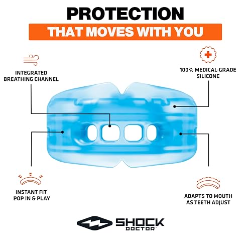 Shock Doctor Protector bucal de Doble Soporte Protector bucal Superior e Inferior Protector bucal sin hervir/Ajuste instantáneo. para jóvenes, Adolescentes, niños y Adultos. Pieza bucal OSFA