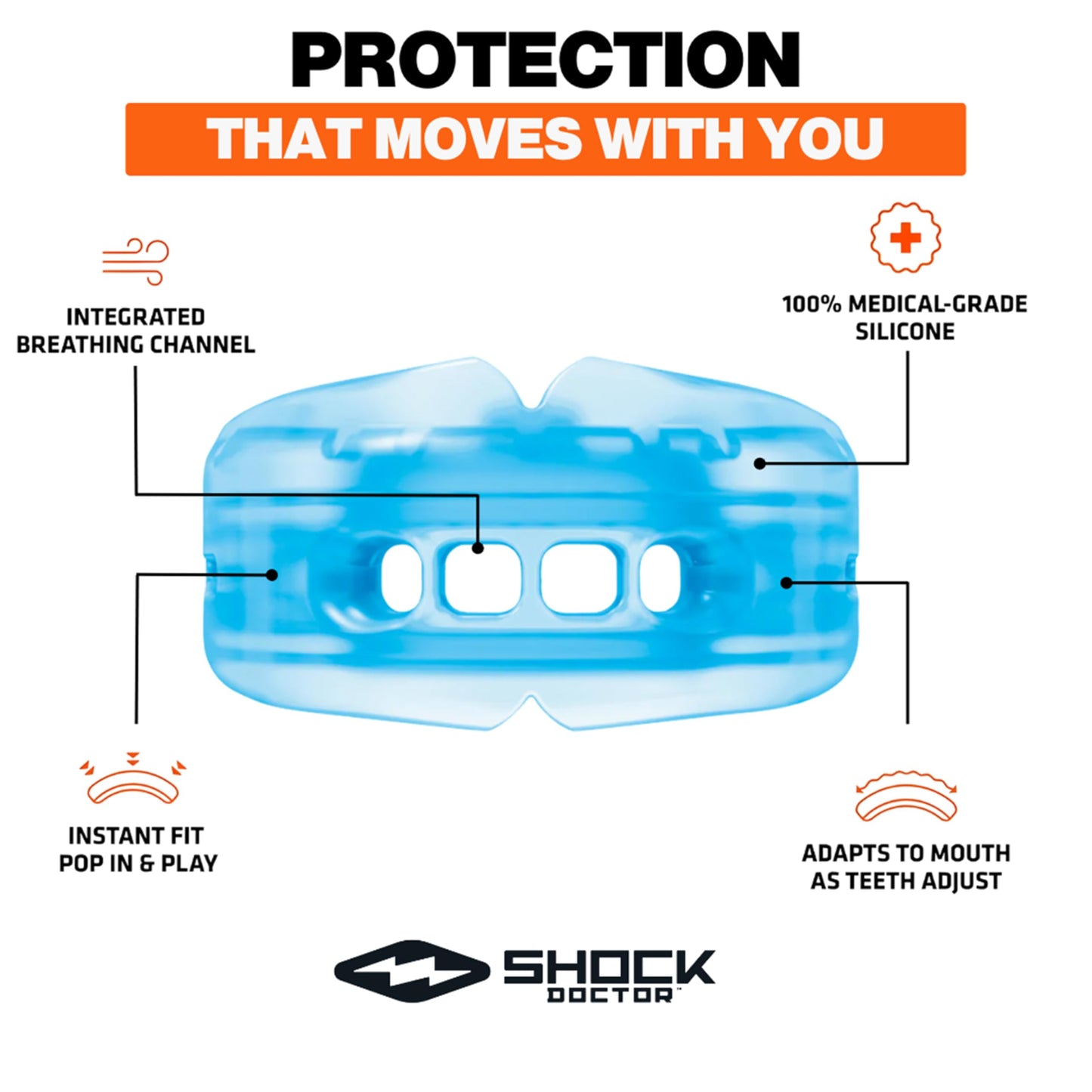 shock doctor doble tirantes Protector bucal para deportes, superior e inferior, protección para sus dientes y tirantes mientras que jugando al fútbol, Lacrosse, baloncesto, béisbol, jóvenes y tallas