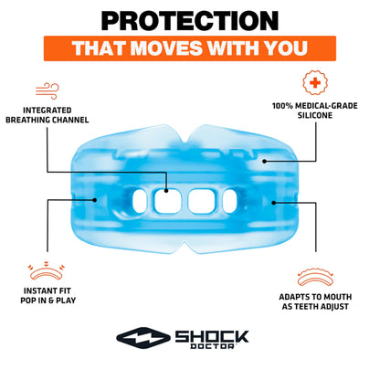 shock doctor doble tirantes Protector bucal para deportes, superior e inferior, protección para sus dientes y tirantes mientras que jugando al fútbol, Lacrosse, baloncesto, béisbol, jóvenes y tallas