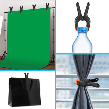 Yesker Abrazaderas de Resorte para Telón de Fondo - Paquete de 8, Clips Resistentes de Nailon de 4.4 Pulgadas para Soporte de Fondo, Estudio Fotográfico, Fotografía, Pantalla Chromakey, Trabajo en