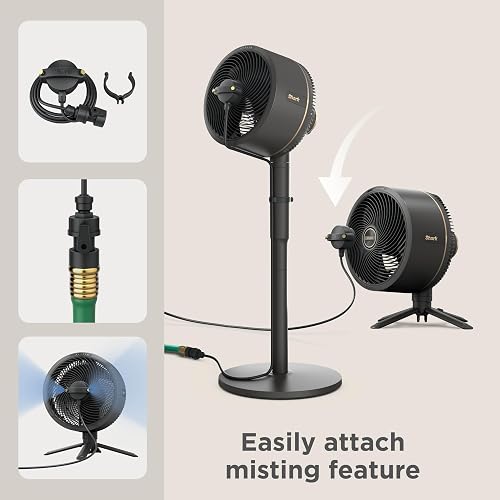 SHARK, Ventilador FlexBreeze, Portátil, Inalámbrico y con Cable, Batería de Hasta 24 h, Transformable, Silencioso, Interior y Exterior, Control Remoto, Accesorio de Nebulización, Color Gris, FA222