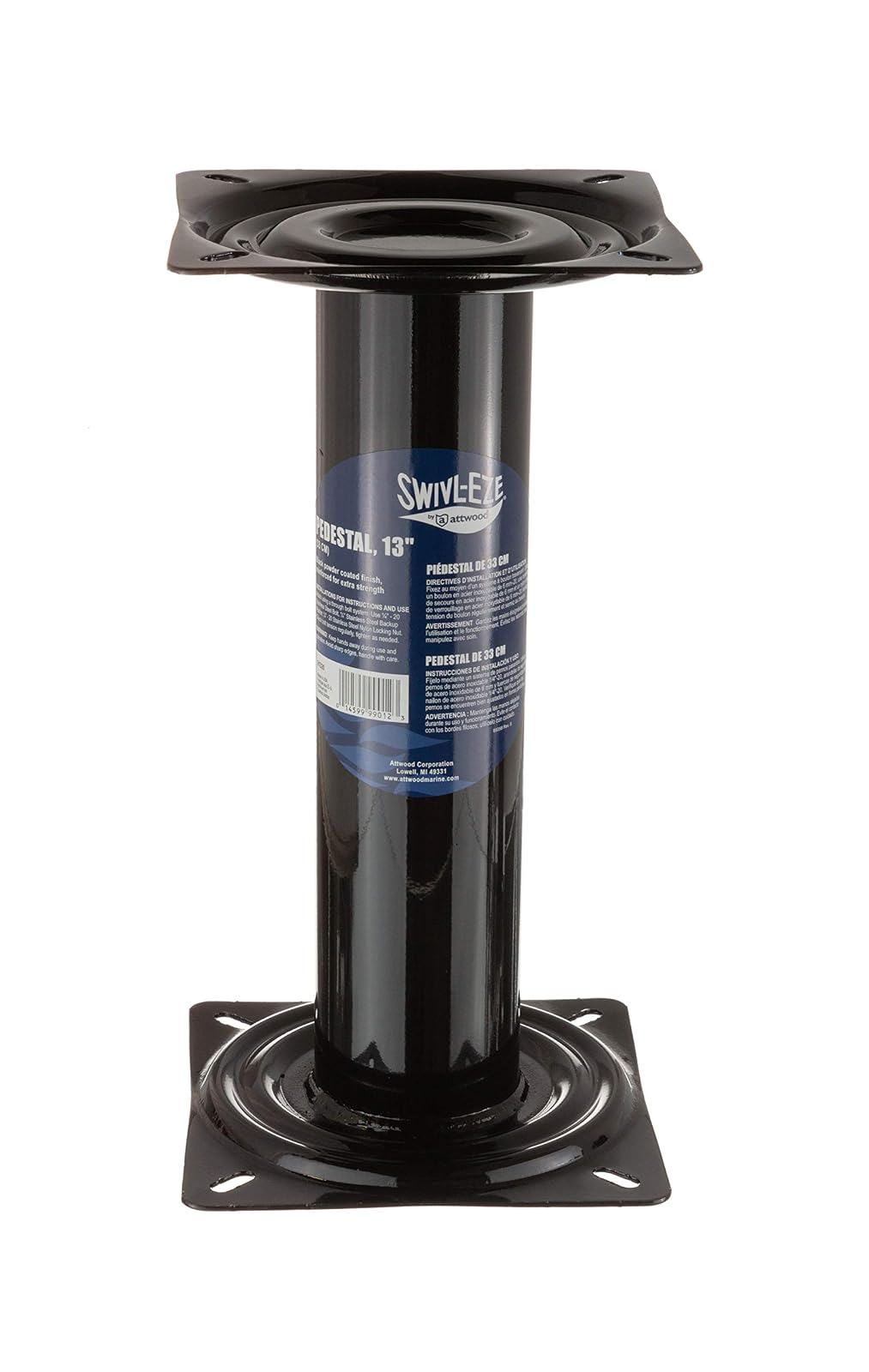 Swivl-Eze 91320 Pedestal para Asiento de Barco con Acabado Recubierto de Polvo Negro, 13 Pulgadas