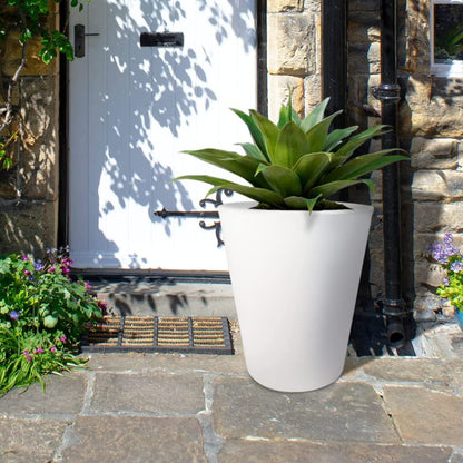 Elly Décor - Maceta de plástico cónico de 21 Pulgadas de Ancho con Orificio de Drenaje, Maceta para Plantas, Ligera y Duradera, Maceta de plástico Alta de 18 x 21 Pulgadas, Color Blanco