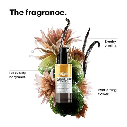 L'Oréal Professionnel Absolut Repair Molecular Aceite 90ml | Para cabello muy dañado. Aceite bifásico que reconstruye y da brillo. Repara hasta 2 años de daño en un solo uso.*
