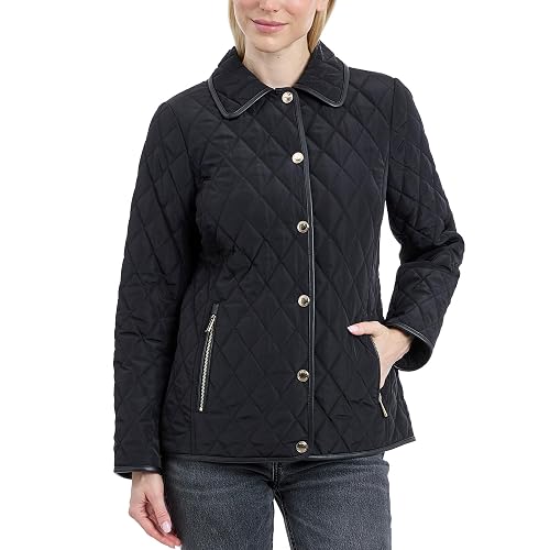 Michael Kors Diamond Quilted Jacket for Women, Stylish Lightweight Jacket With Trim Detail chamarra Mujer