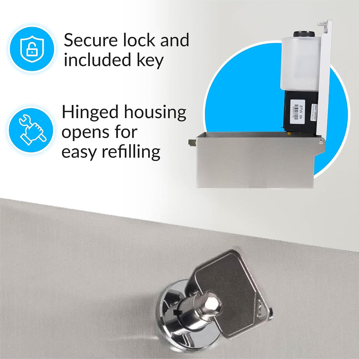 Bobrick B-2012 Dispensador automático de jabón líquido para Montar en la Pared, Acero Inoxidable, Capacidad de 30 onzas líquidas