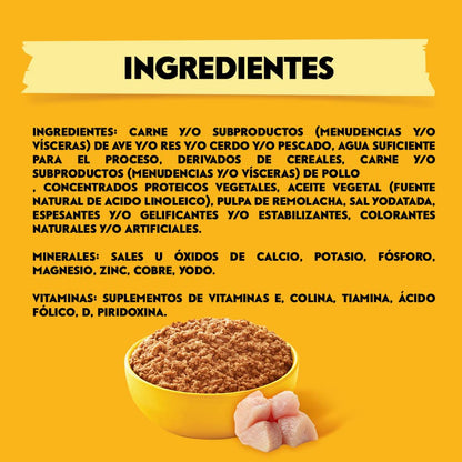 PEDIGREE Alimento para Perros Adultos, Sabor Pollo Carne Molida 375 Gr, Paquete De 24 Latas