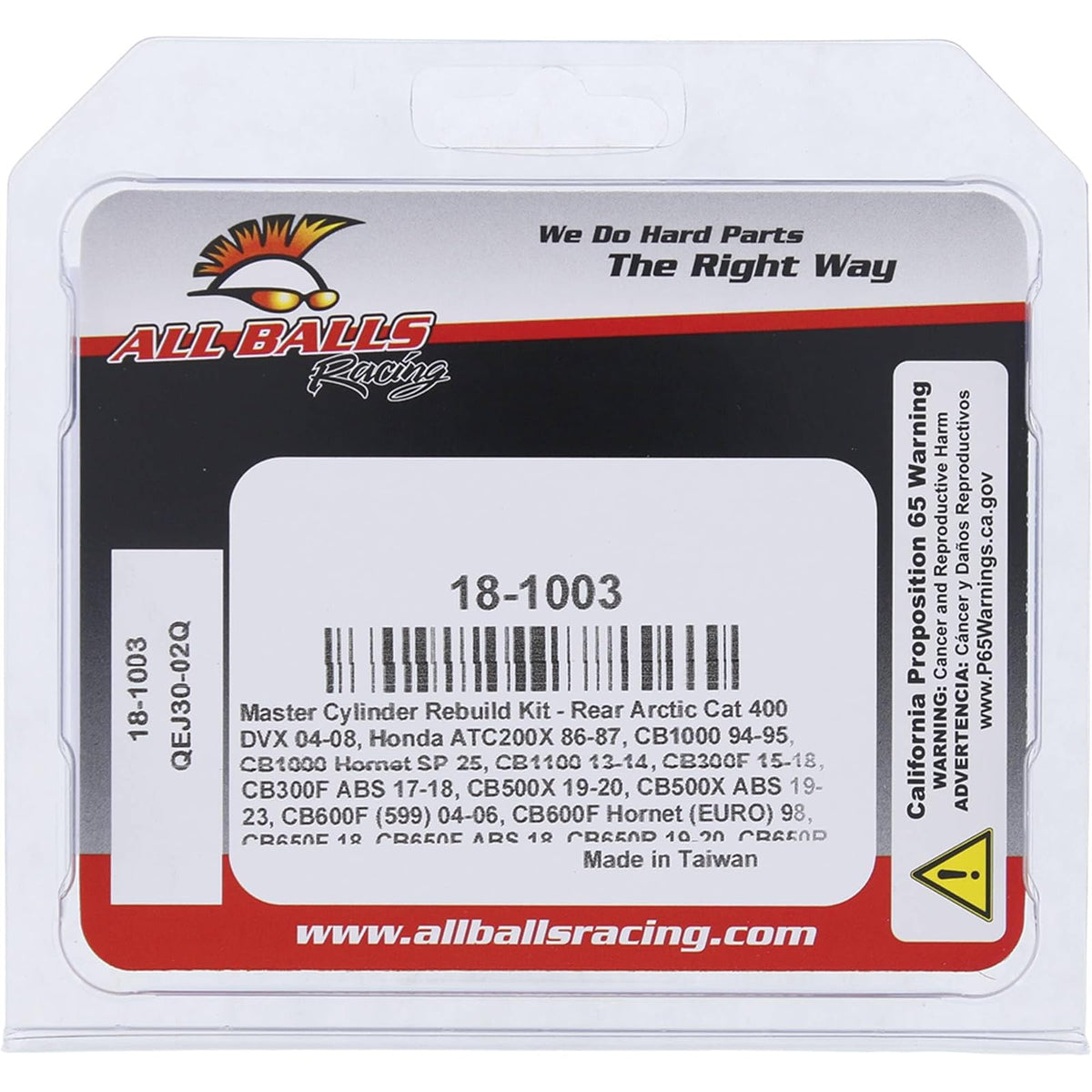 All Balls Racing Kit de reconstrucción de cilindro maestro – Arctic trasero compatible con/reemplazo para Cat 400 Dvx 04-08, 18-1003