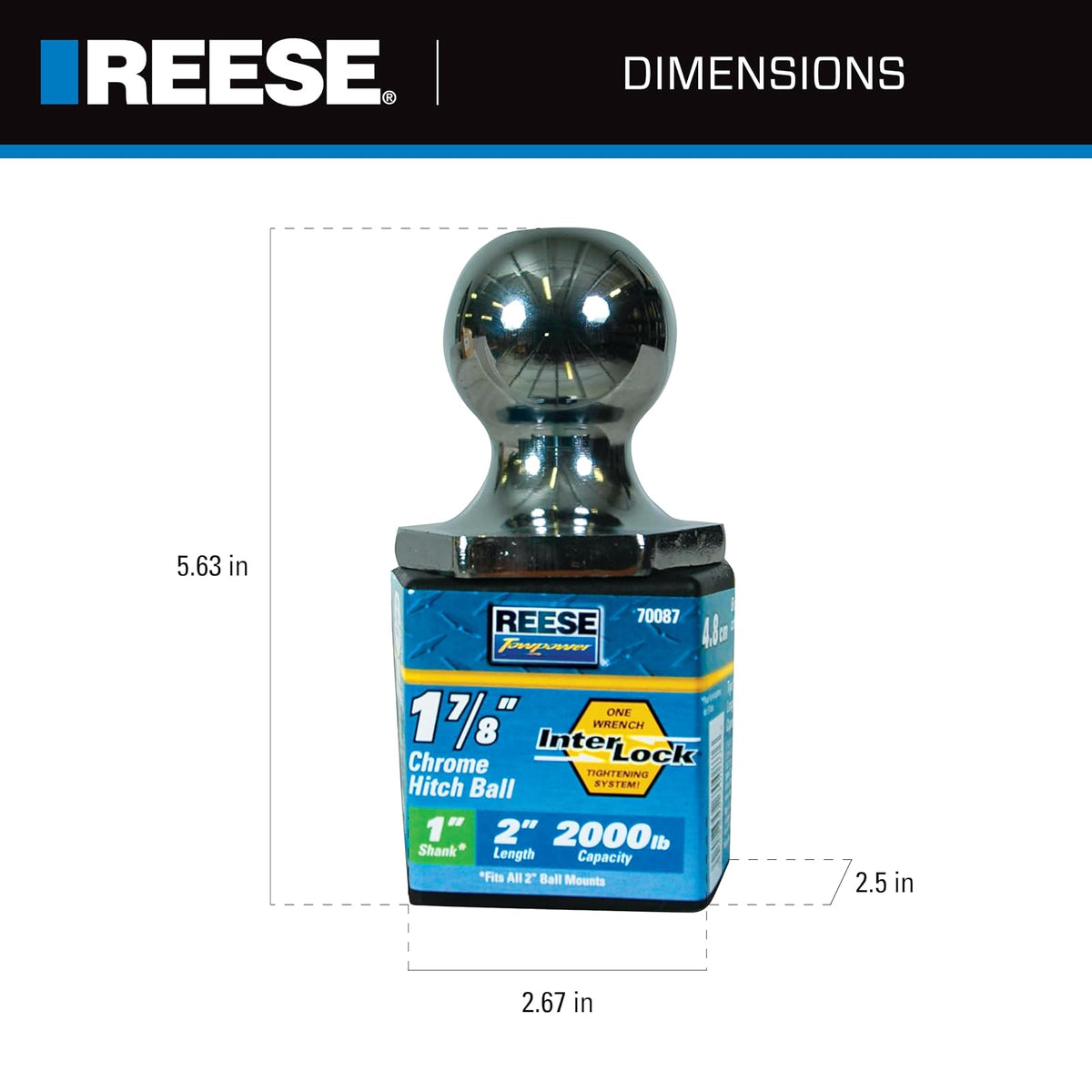 Reese Towpower 7008700 - Bola de Enganche de Acero Cromado (1-7/8 Pulgadas)