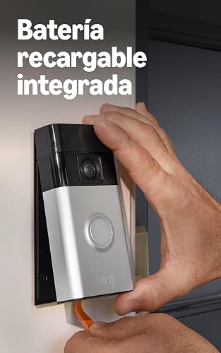 Timbre con cámara inalámbrico Ring - Video de cuerpo completo, video en vivo con audio bidireccional, alertas y detección de movimiento. Níquel satinado