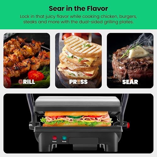 Chefman RJ02-180 Parrilla, Prensa Panini Grill y Gourmet Sandwich Maker