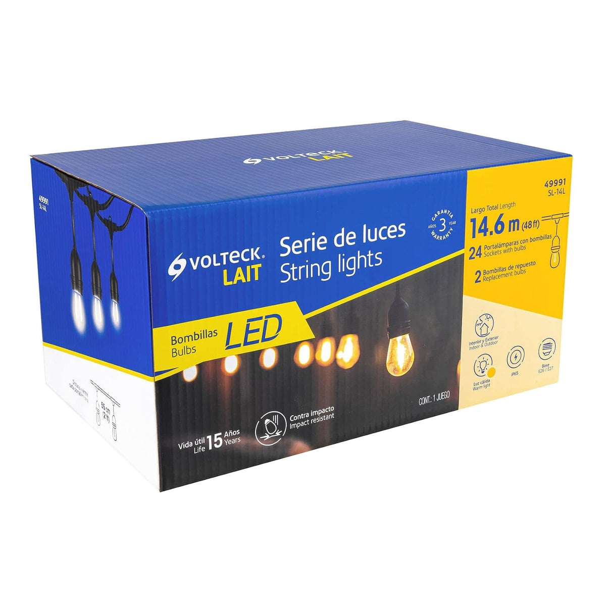 Volteck Lait SL-14L Serie de 24 luces de LED para exterior, 14.6 m, 24 Portalámparas, pack of/paquete de 1