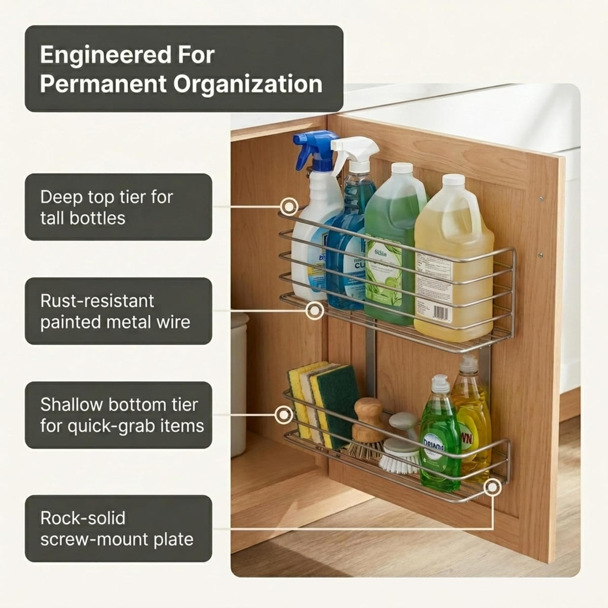 Household Essentials 1228-1 - Organizador de clóset de Doble Cesta para Montaje en Puerta de clóset o Pared sólidas