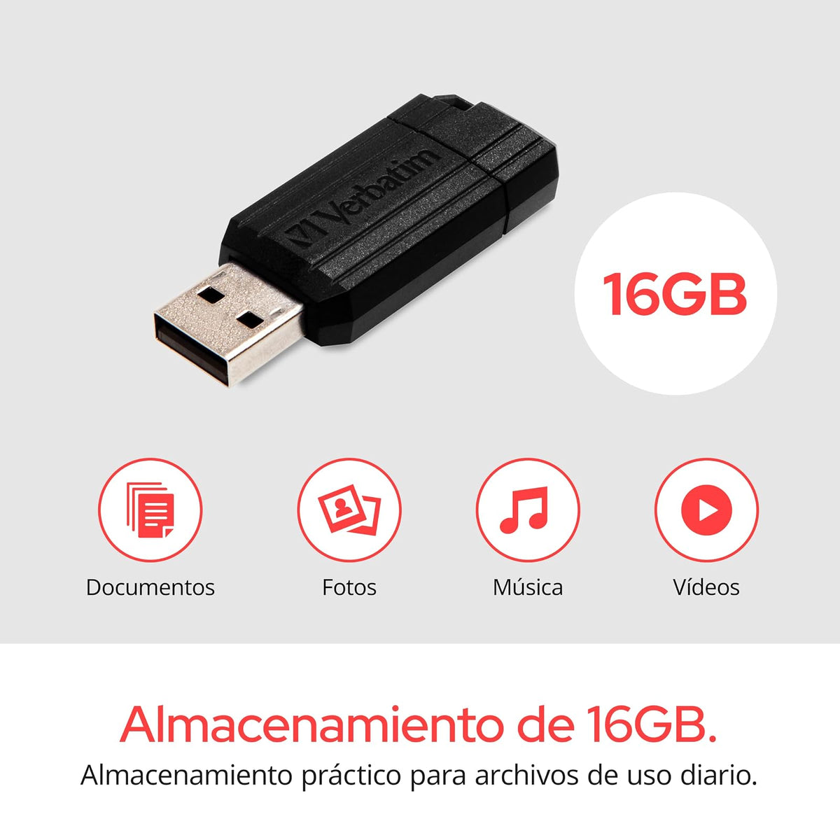 Verbatim Pinstripe Memoria USB 2.0 de 16 GB, Diseño Retráctil sin Tapa.
