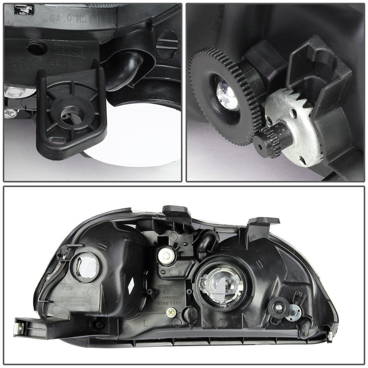 DNA Motoring HL-OH-HC96-CH-CL1 Par de Faros Delanteros para Honda Civic 1996-1998, Cromo/Transparente