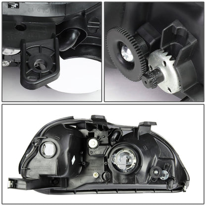 DNA Motoring HL-OH-HC96-CH-CL1 Par de Faros Delanteros para Honda Civic 1996-1998, Cromo/Transparente