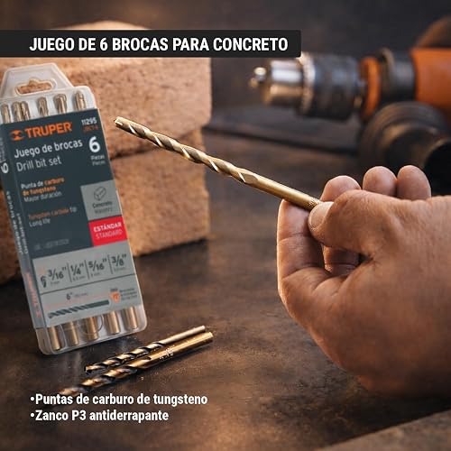 TRUPER COMBOR-1/2A7, Combo rotomartillo/destornillador 1/2" 650W con 8 accesorios