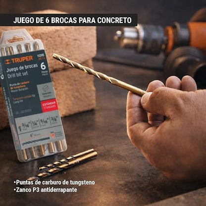 TRUPER COMBOR-1/2A7, Combo rotomartillo/destornillador 1/2" 650W con 8 accesorios