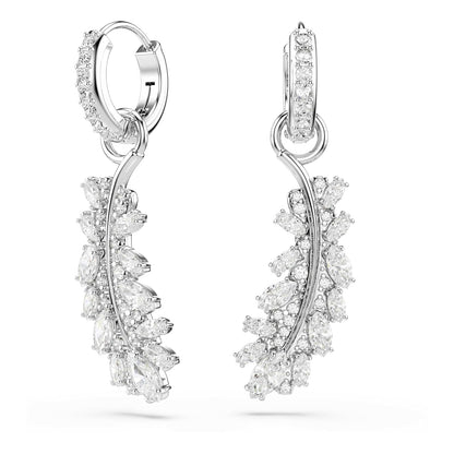 Pendientes Vienna, Tallas mixtas, Pluma, Blancos, Acabado en rodio
