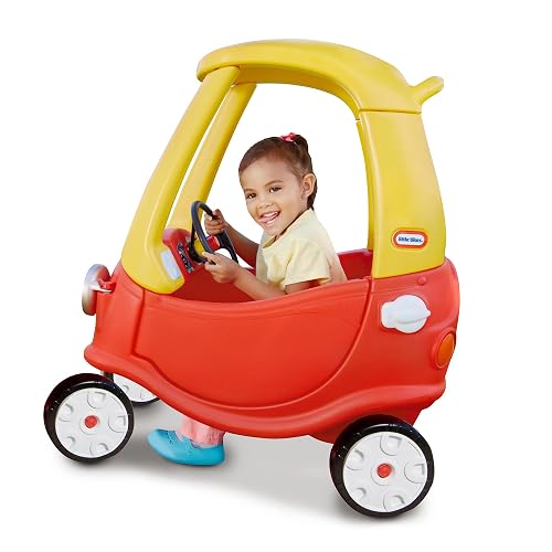Little Tikes Cozy Coupe - Automóvil de Empuje Infantil - Carro Montable para Niños y Niñas - Auto con Claxon, Botón de Arranque - Carrito de Empuje - Ride on para Niños - Color Rojo/Amarillo