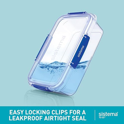 Sistema TO GO Stax - Contenedores de almacenamiento de alimentos a prueba de fugas, 1 l, recipientes herméticos y apilables para preparar comidas con tapas, fiambreras, sin BPA, 3 unidades