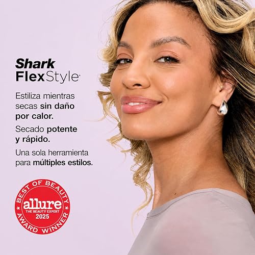 Shark FlexStyle Sistema 4 en 1 con 5 Accesorios sin Daño por Calor HD430LAA | Seca, Riza, Alisa y Da Volumen | sin Daño por Calor | 5 Accesorios Intercambiables | Liso y Ondulado