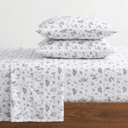 Eddie Bauer - Juego de sábanas Queen, Ropa de Cama de Franela de algodón cálido y Transpirable con Bolsillos Profundos, Cepillado para Mayor suavidad, acogedora decoración del hogar, Certificado