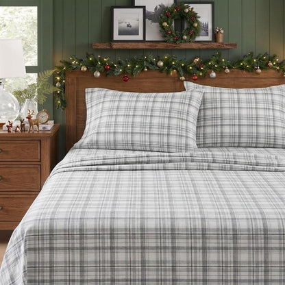 Eddie Bauer Beacon Hill Flannel Sheet Set Twin Gray