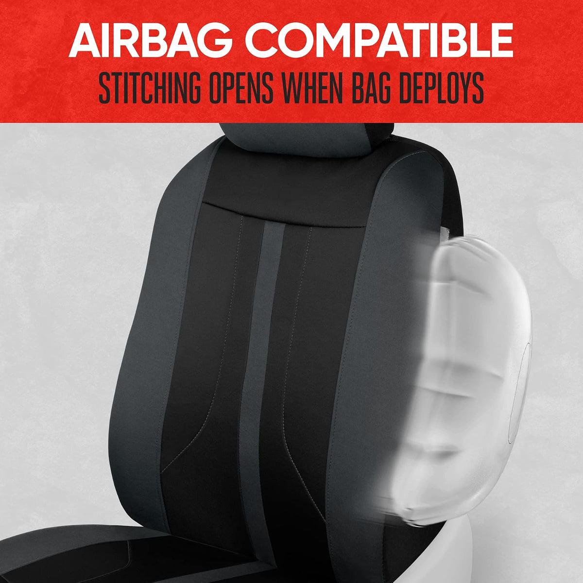 Motor Trend - Fundas de Asiento de Automóvil de Tela Gris para Asientos Delanteros, Fundas de Asiento de cubeta de automóvil de Alta Calidad, Hechas para vehículos con reposacabezas extraíbles, Fundas