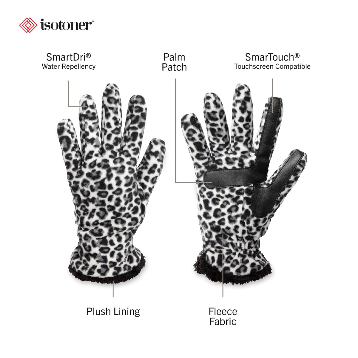 isotoner - Guantes de forro polar elástico para mujer con forro de microfibra y tecnología Smart Touch