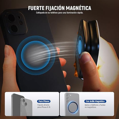 NEEWER BÁSICO Luz Selfie Magnética Compatible con MagSafe iPhone, CRI95 700lx/0,3m Aro Relleno LED Plegable Iluminación con Espejo para Zoom Maquillaje Foto Grabación Videoconferencia, Negro NL48B