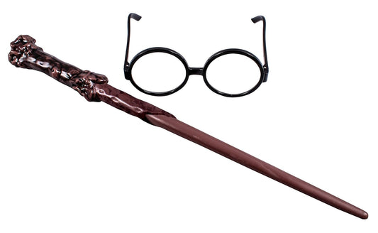 Disguise Harry Potter - Juego de accesorios para disfraz de varita y anteojos, color negro y café, tamaño infantil
