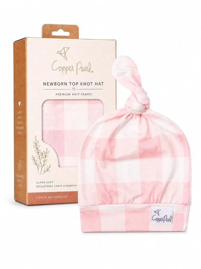 Copper Pearl Baby Beanie Hat Top Knot - London - 0 - 4 meses
