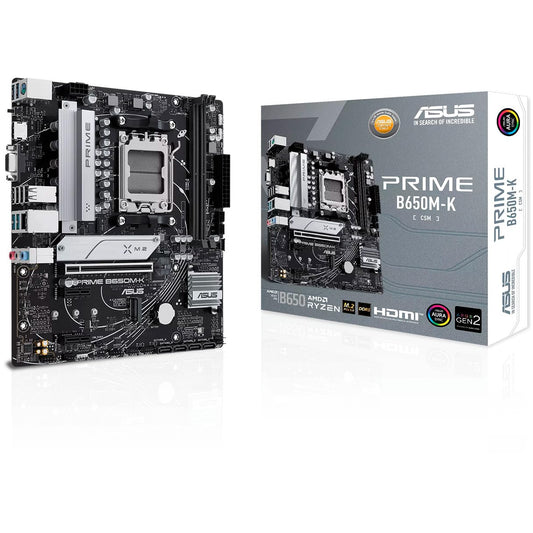 ASUS Tarjeta Madre Prime B650M-K AM5 2X DDR5 2X M.2 PCIe 4.0 USB-C Micro ATX