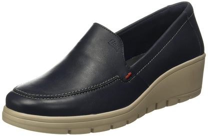 Flexi Mocasin para Mujer con Tacón Corrido de Piel Color Arena, Cómodo y Elegante 104806 - 22.5 cm 2E - Azul