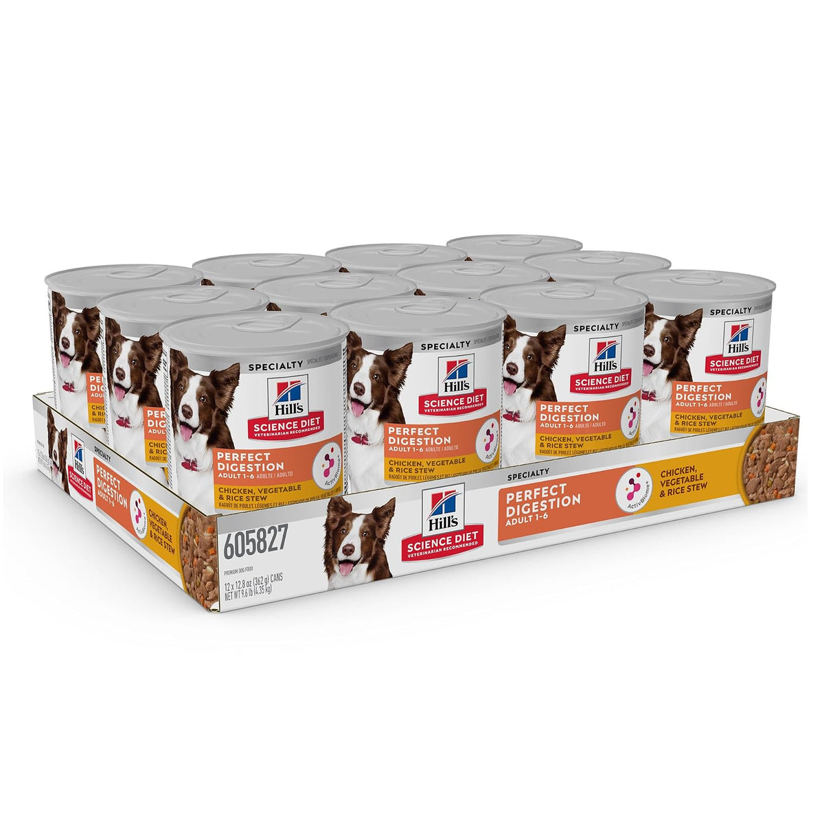 Hill's Science Diet Alimento Húmedo Digestivo para Perro Adulto 12Pack 363G | Alimento húmedo Hill's para perro, cuidado digestivo, bienestar del microbioma, heces firmes, ingredientes de alta calidad